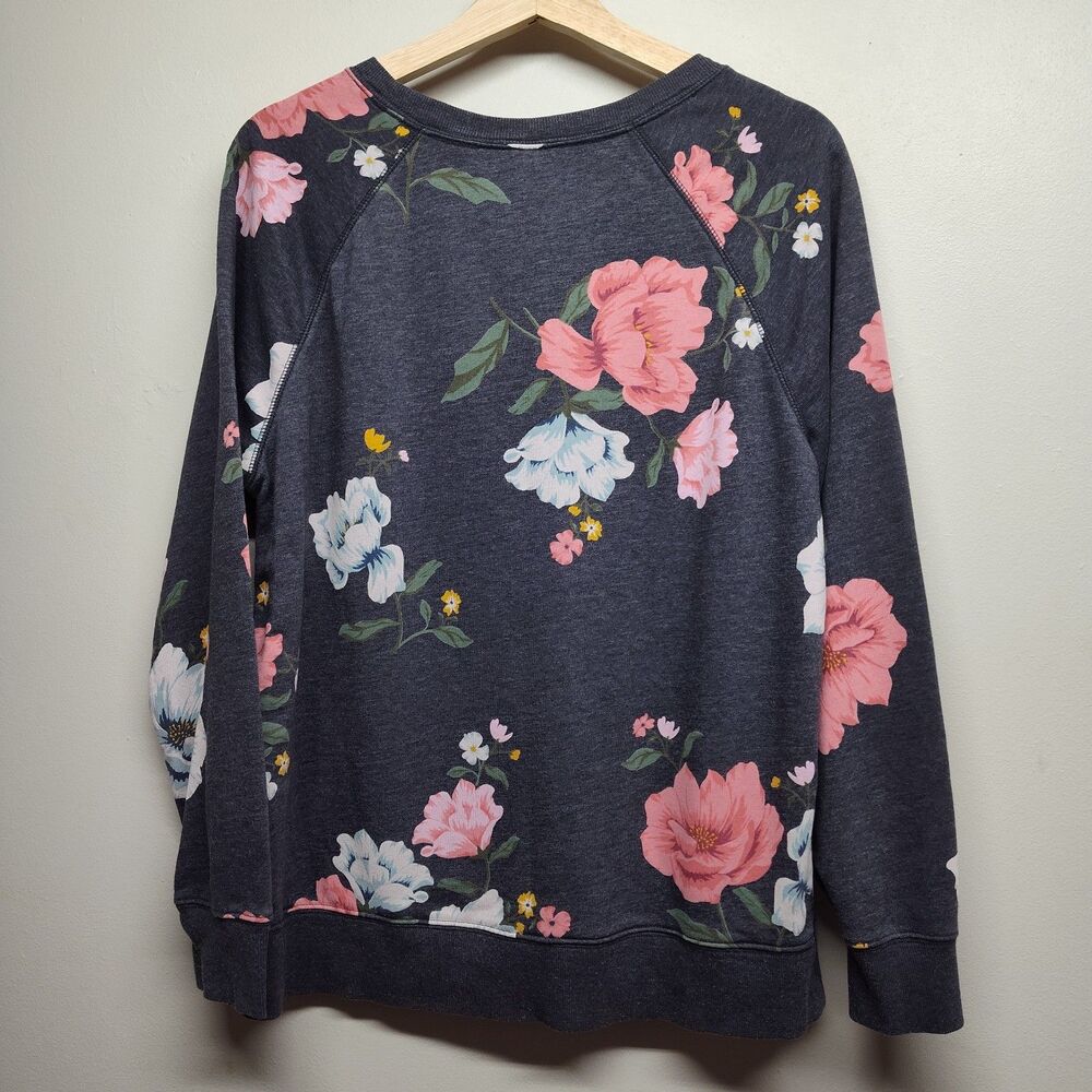 Old Navy Pullover Sweater Women L Gray Floral Spring Romantic Feminine Casual - Picture 5 of 8